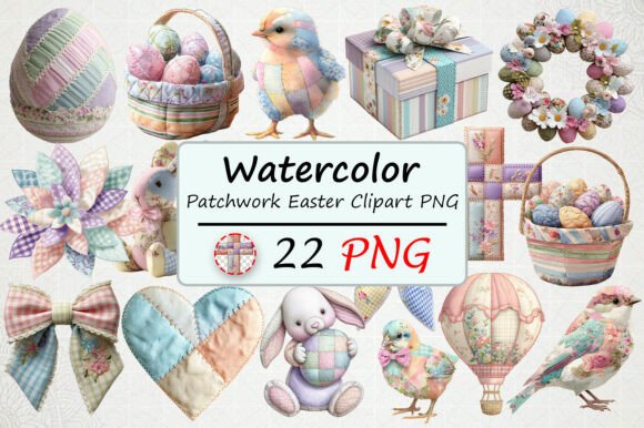 Download Watercolor Patchwork Easter Clipart PNG - Easter clipart Collection