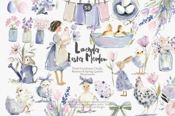Download Lavender Easter Clipart Bundle - Easter clipart Collection