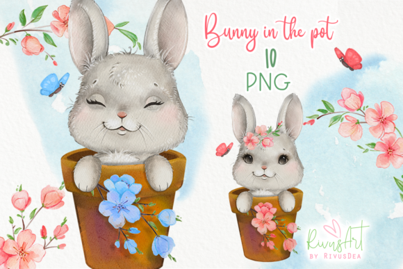 Download Bunny in Pot PNG Easter Clipart - Easter clipart Collection